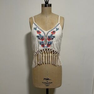 Boho tassel embroidered top